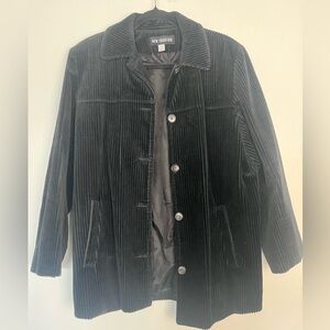 New Frontier Black Corduroy Oversize Button-Up Jacket